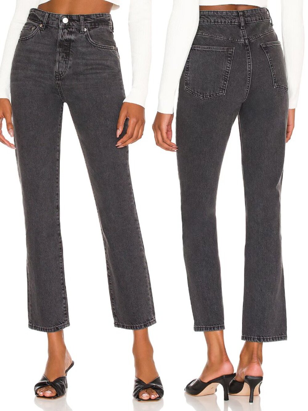 Lovers + Friends Reece High Rise Slim Straight Jeans in Devlin Gray Size 26 $148